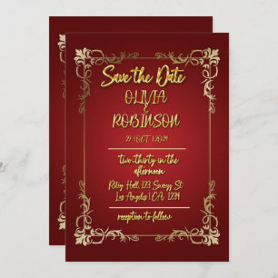Invitation Burgandy et Golden 3D Text Effect Enregistrer la d