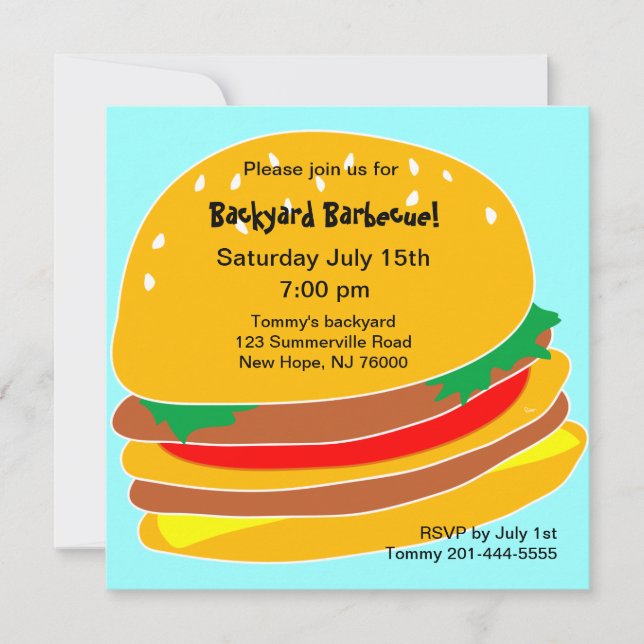 Invitation Burger BBQ Party (Devant)