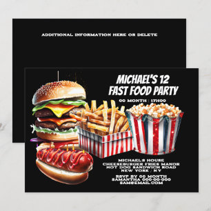 Invitation Burger frites hot dog carnaval fast food junk part