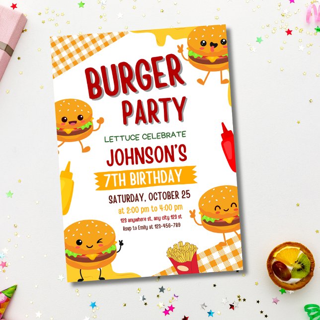 Invitation Burger Party Anniversaire Invitation, Jardin BBQ (Créateur téléchargé)