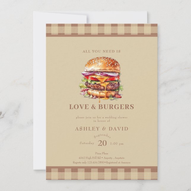 Invitation Burgers| BBQ | Réception de mariage (Devant)