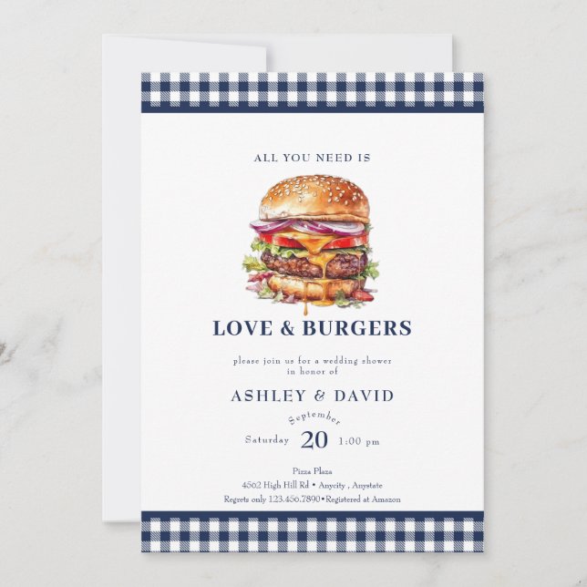 Invitation Burgers| BBQ | Shower de Couple (Devant)