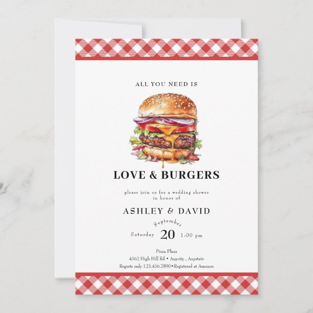 Invitation Burgers| BBQ | Shower de couples (Devant)