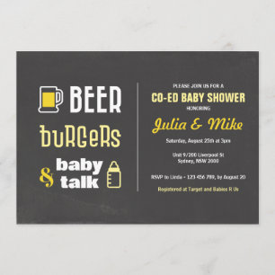 Invitation Burgers de bière et présentation pour bébé, Baby s