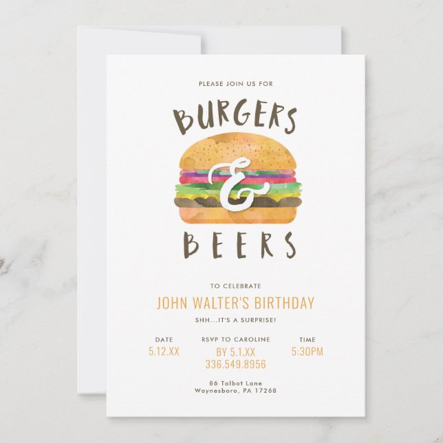 Invitation Burgers et bières (Devant)