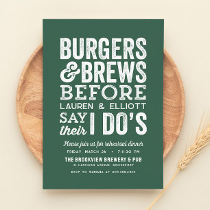 Invitation Burgers et bières avant le green de pré-mariage de