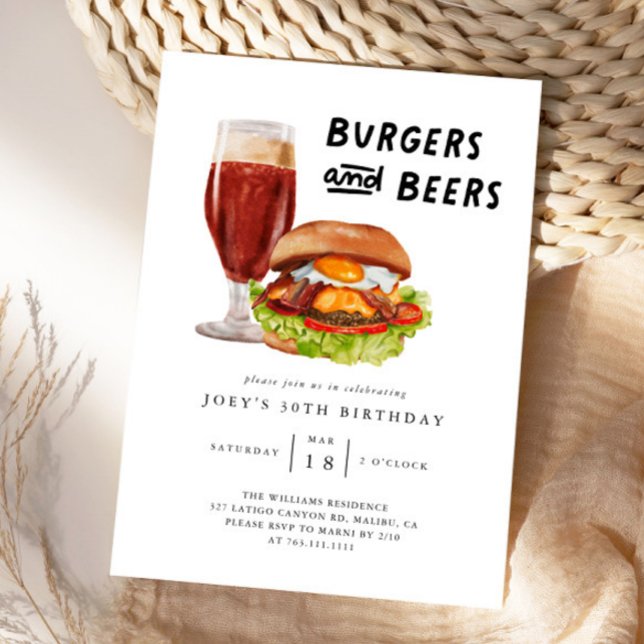 Invitation Burgers et bières BBQ fête d'anniversaire (Créateur téléchargé)