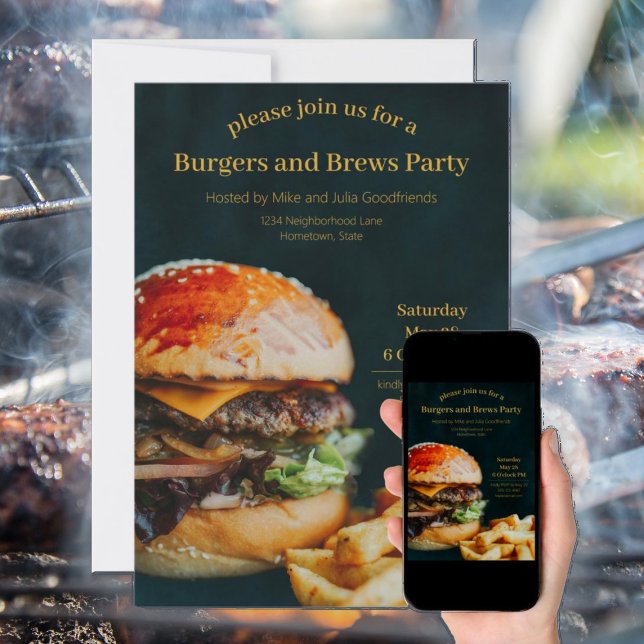 Invitation Burgers et Brews Party (Burgers and Brews Party - food, fun and friends! )