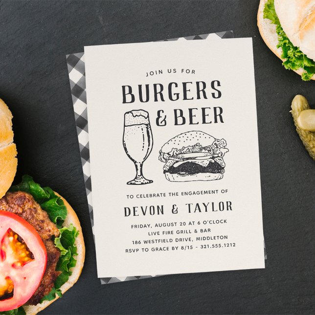 Invitation Burgers rustiques et fiançailles de bière (Créateur téléchargé)