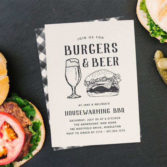 Invitation Burgers rustiques & Fête de la bière (Créateur téléchargé)