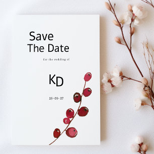 Invitation Burgundy aquarelle baies florales Enregistrer la d