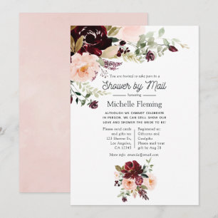 Invitation Burgundy Berry et Blush Floral Douche par la poste