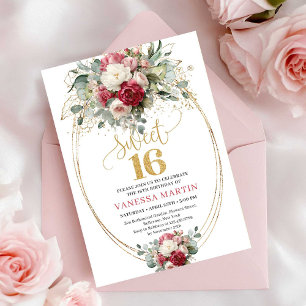 Invitation Burgundy Blanc Timeless Sweet Sixteen
