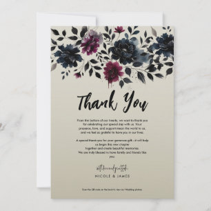 Invitation Burgundy Bleu Minuit Floral Almond Mariage Encre