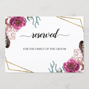 Invitation Burgundy Blossom Mariage Siège Réservé