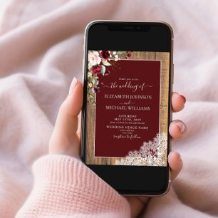Invitation Burgundy Blush Botanical Script Mariage photo