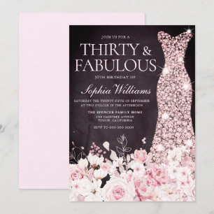Invitation Burgundy Blush Floral & Robe 30e fête d'anniversai