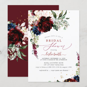 Invitation Burgundy Blush Navy H2 Peonies Fête des mariées