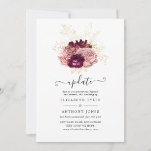 Invitation Burgundy, Blush Pink et Gold Mariage mise à jour