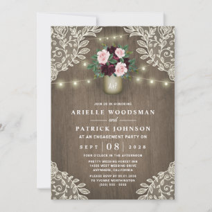 Invitation Burgundy Blush Pink Gold Rustique