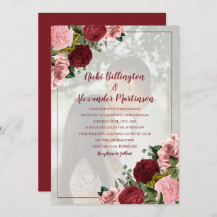 Invitation Burgundy Blush rose Mariage