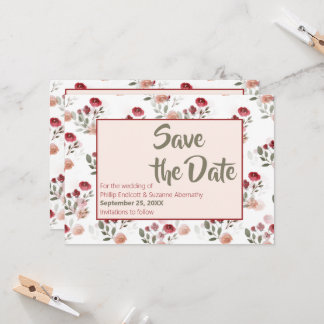 Invitation Burgundy Blush Sage Fleurs Motif Enregistrer la Da