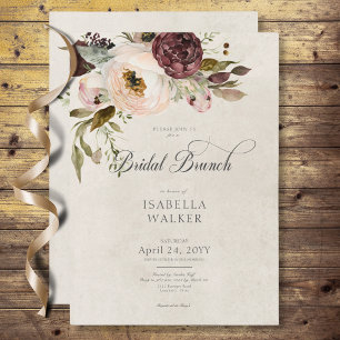 Invitation Burgundy Crème rose Vintage pivoines Brunch nuptia