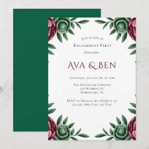 Invitation Burgundy & Emerald Peony