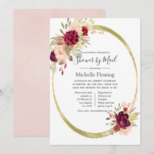 Invitation Burgundy et Blush Baby ou Baby Shower par la Poste