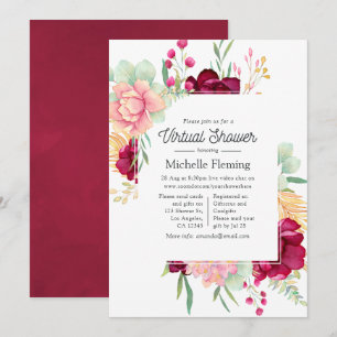 Invitation Burgundy et Blush douche virtuelle