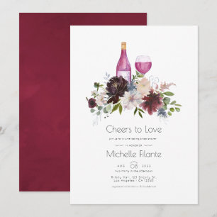 Invitation Burgundy et Navy Shower de Mariée Dégustation de V