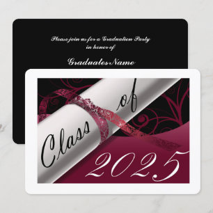 Invitation Burgundy et White Graduation Party