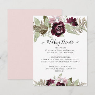 Invitation Burgundy Fall Floral Elegant Blush Mariage Détails