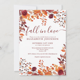 Invitation Burgundy Fall In Love QR Code Fête des mariées