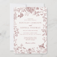 Burgundy Fall Toile De Jouy Vintage Floral Mariage