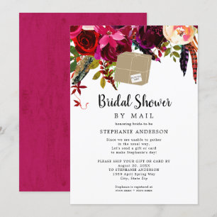 Invitation Burgundy Floral, boîte d'expédition Fête de l'mari