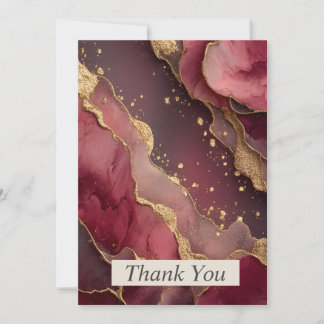Invitation Burgundy & Gold Agate Thank You Card