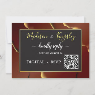 Invitation 🤵 Burgundy Gold Elegant Inky Mariage Abstrait