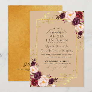 Invitation Burgundy Gold Florales Chic Foil Parties scintilla