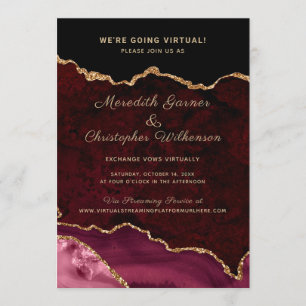 Invitation Burgundy Gold Parties scintillant Agate Mariage vi