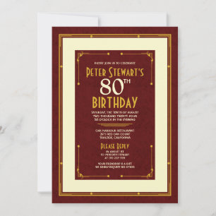 Invitation Burgundy Gold Simple Homme's Classic 80e anniversa