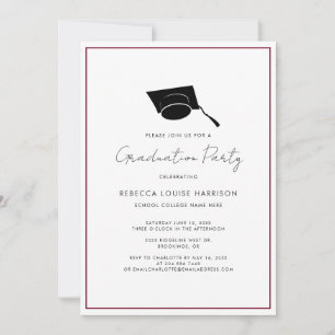 Invitation Burgundy Graduate Casquette Simple 2024 Graduation
