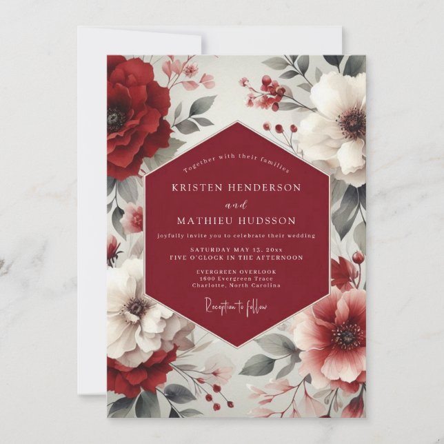 Invitation Burgundy Majestic Autumnal Wedding (Devant)
