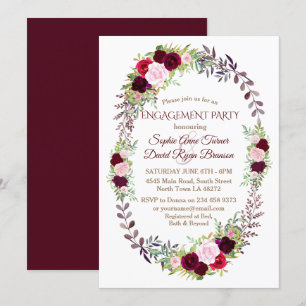 Invitation Burgundy Marsala Floral Wreath
