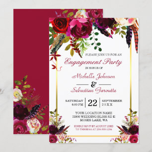 Invitation Burgundy Marsala Rustic Floral