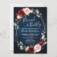 Burgundy Navy Blush Floral Fête des mariées géomét