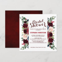 Burgundy Red Navy Floral Rustic Boho Fête des mari