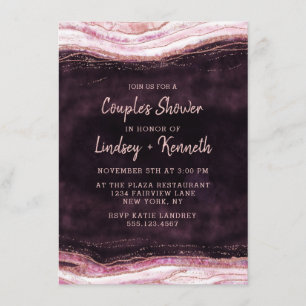 Invitation Burgundy & Rose Gold Geode Wedding shower Couple
