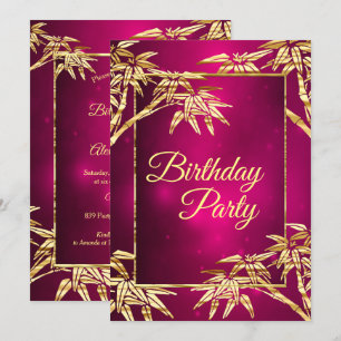 Invitation Burgundy rose or Bambou fête d'anniversaire