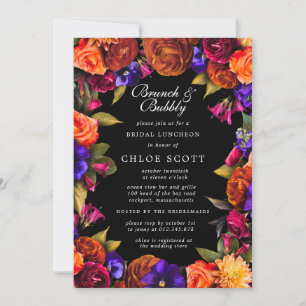 Invitation Burgundy Rouge violet Orange Floral Brunch